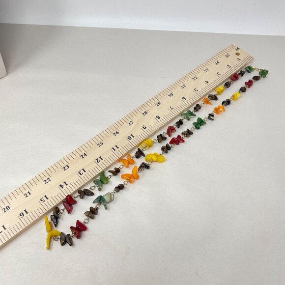 Bright Multicolor Glass Necklace Long Length Colorful Rainbow Dopamine Dressing - Picture 8 of 9